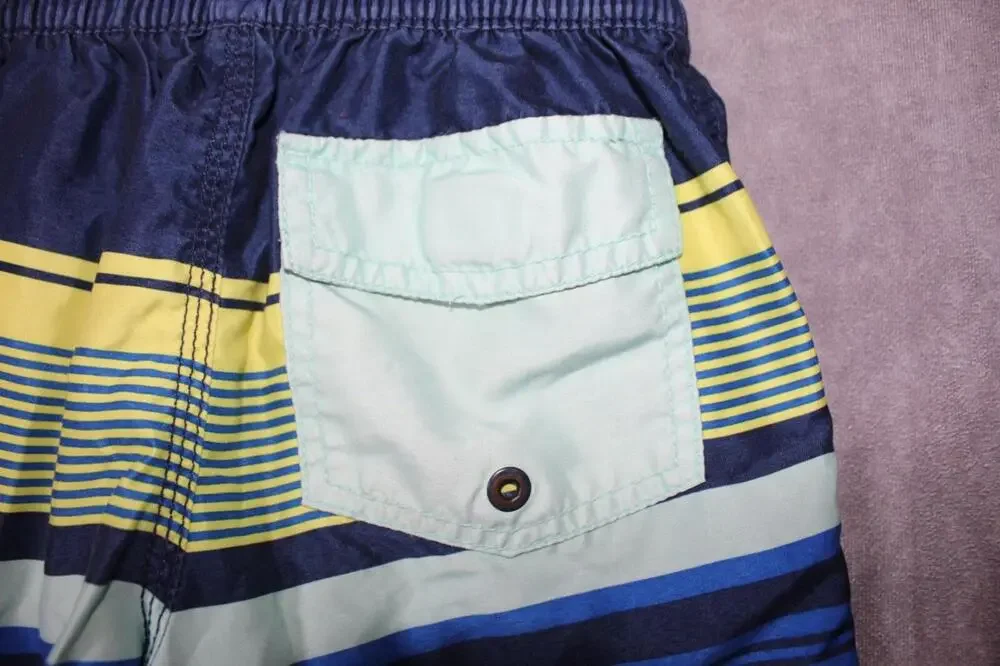 Old Navy Swim Shorts Boys S Blue Striped Elastic Waist Drawstring Polyester